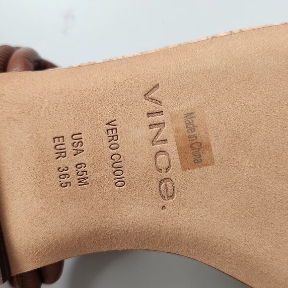 NWB Vince Hazen Square Toe Sandal COGNAC 6.5 - Picture 3 of 4